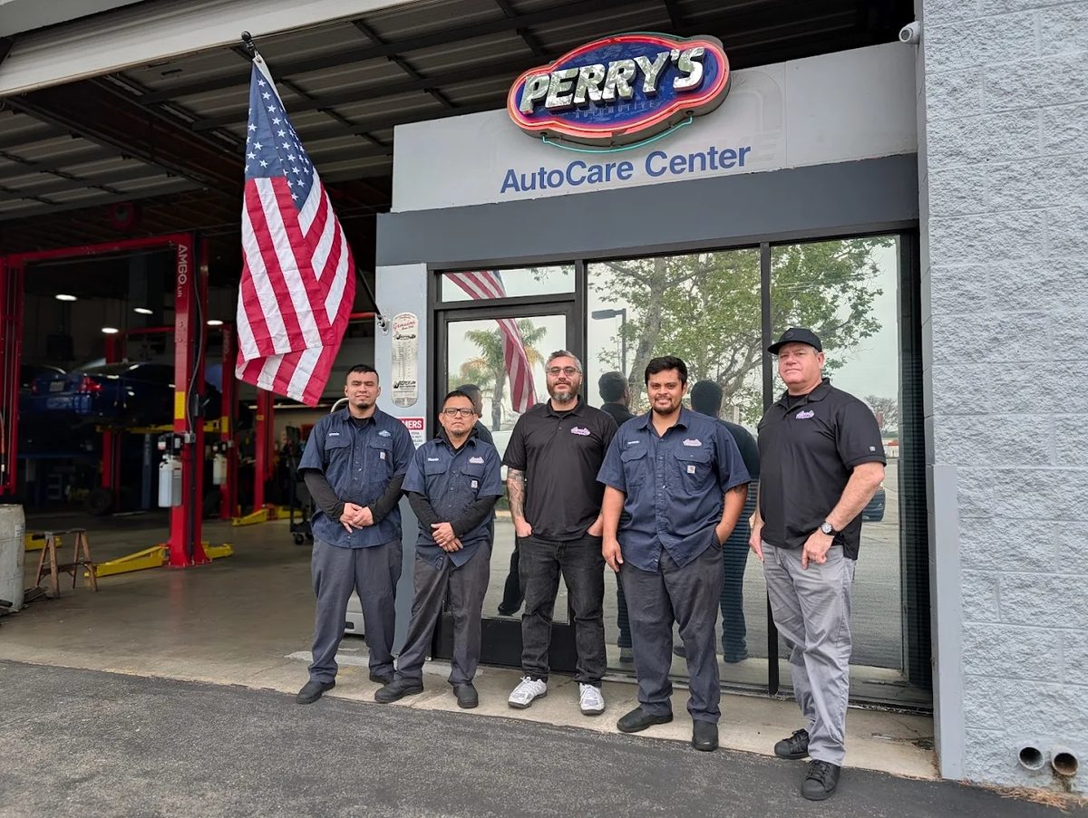 Perry's Quality Auto Repair team of ASE Certified technicians in front of their Simi Valley shop